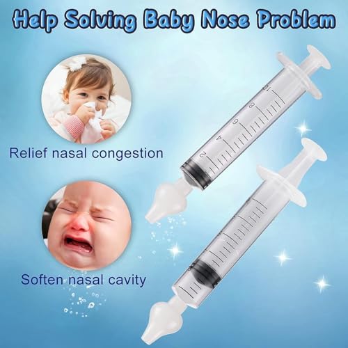 Image of Nasal Syringe for Baby - 4PCS with Cleaning Tools - Safe Silicon Baby Nasal Aspirator Qucik Syringe Nose Cleaner Rinsing Tool for Baby /Infant /Kid (Blue, 4PCS)