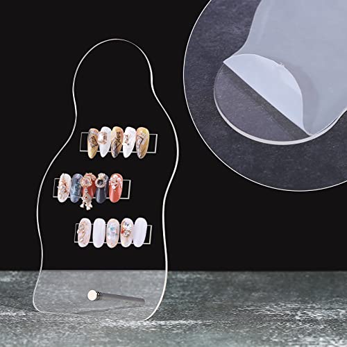Lioong Irregular Acrylic Nail Art Display Boards Clear Nail Sample Holder(2 Sets)With 20Pcs Nail Art Tips Strips For Nail Practice Design #TOP1