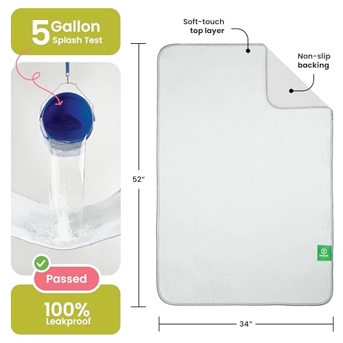 Image of IMPROVIA Washable Underpads, Heavy Absorbency Reusable Incontinence Pads for Kids, Adults, Elderly, and Pets - Waterproof Protection Floor White & White (2 Pack - 34x52)
