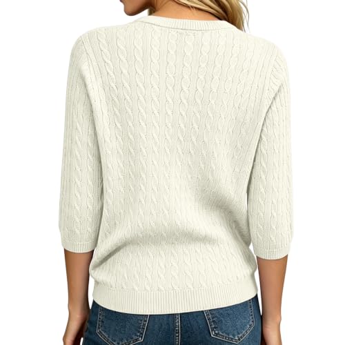 Cable Knit Sweater Women Relaxed Fit Lightweight Solid Knited Sweater - image 3