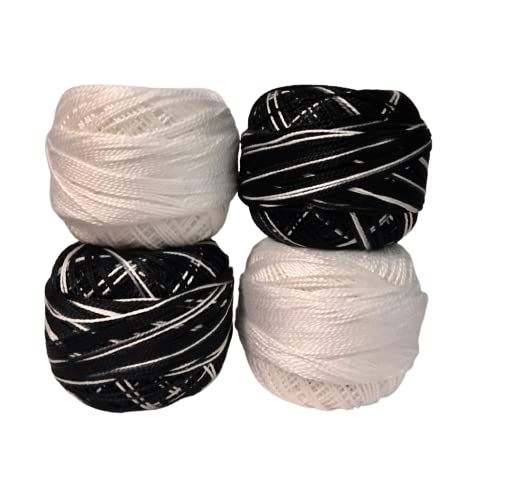 Anchor Embroidery Pearl Cotton No.8 (85 Meters Each) Solid and Variegated Colors by GMD | White Variegated and Solid