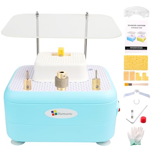 Buenoarte Portable Stained Glass Grinder Machine Glass & Ceramic Grinding Tool Kit For DIY CraftMini Grinder Machine (Blue-110v)