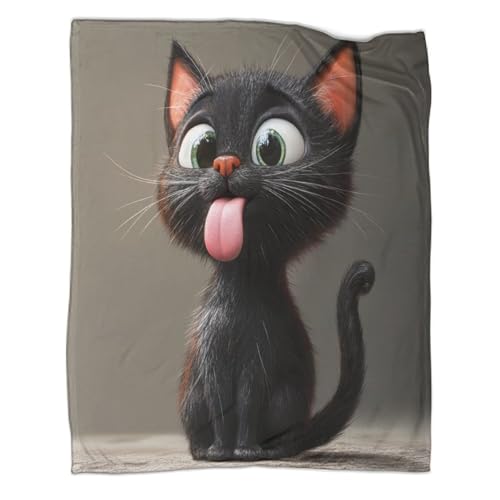 Couverture douillette pour chat noir en flanelle douce lit