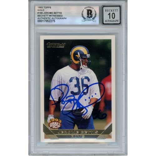 Jerome Bettis Autographed 1993 Topps #166 Slab Trading Card Beckett 50345 - NFL Autographed Football Cards