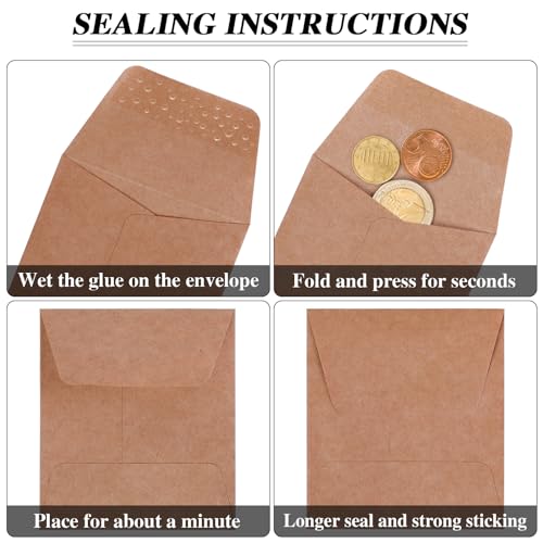 Pacote com 100 envelopes de moedas pequenas atualizados, para envelopes autoadesivos de sementes kra