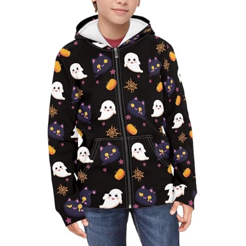 Image of Unisex Zipper Sweatshirt Boys Girls Hooded with 2 Pocket Pullover Hoodies for 6-16Y Kids