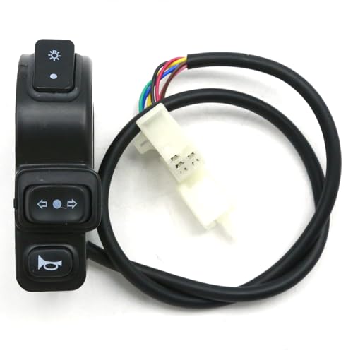 Image of UOIENRT 7 /8 inch 22MM Handlebar Switch, Black Handlebar Switch Horn, Plastic Electronic Turn Signal Switches for Motorcycle Electric Scooter ATV