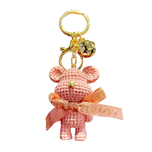 Kawaii Bear Keychain, Cute Pink Resin Keychain With Bow, Keychain For Backpacks, Pokenmon Keychain,Car Keychain For Women. (Pretty Pink), 6.7X4.2Cm #TOP25