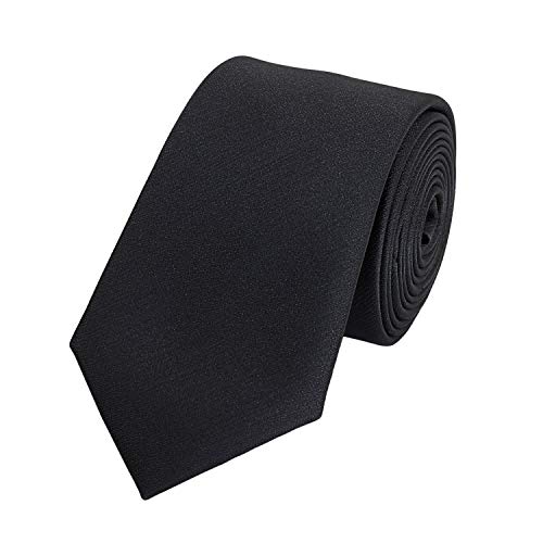 Fabio Farini — einfarbige elegante Unicolor Krawatten für Herren in 6 cm und 8 cm zur Auswahl Schwarz Schwarz Schmal (6 cm)