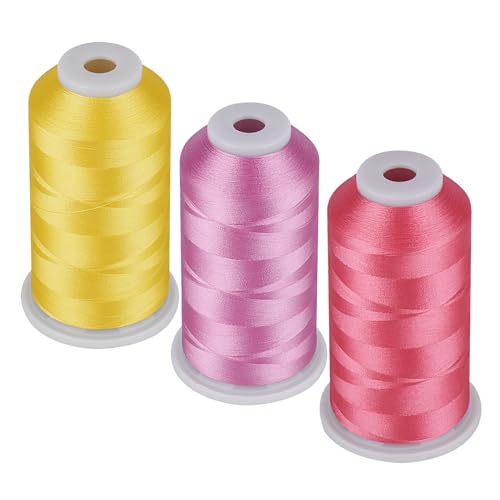 Fil à broder machine 60 WT Simthread | Rose jaune lilas 3x5000m - 2