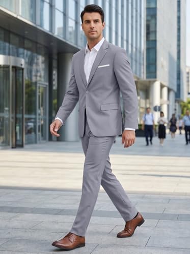 Image of Mens 2 Piece Suit Slim 2 Button Prom Suit Jacket Pants Tuxedo Set