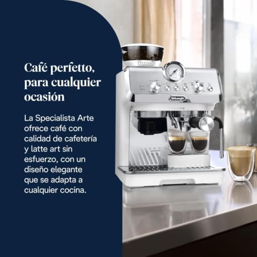 Miniatura 2 de De Longhi La Specialista Arte Ec9155.W, Cafetera Expresso Manual, Tecnología De Molido Con Sensor Y 8 Ajustes, Control Activo De La Temperatura, Espumador De Leche Mylatte Art, 1550 W, Blanco