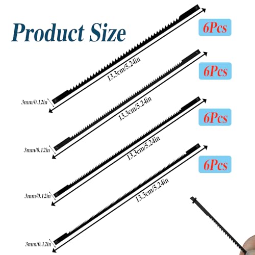 RHQFDM 24 Stücke Dekupiersägeblatt 133mm,Dekupiersägeblätter mit Stift,10/15/18/24 Feinschnitt Laubsägeblätter Set,für Dekupiersägen,Elektrowerkzeug Zubehör Holzbearbeitung﻿