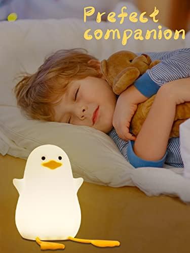 Amonitowa lampka nocna do pokoju dziecięcego, urocza silikonowa lampa kaczka dla dzieci, miękki silikonowy lampka nocna do pokoju dziecięcego USB LED Touch dekoracja do pokoju dziecięcego prezenty