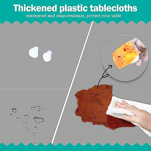 Image of tujol Silver 6 Pack Plastic Table Cloth 54 inch x 108 inch, Disposable Tablecloths Rectangle Table Cover, Plastic Tablecloths for Parties