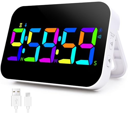 Kitchen Timer for Cooking, 10 RGB Color Rechargeable Digital Magn...