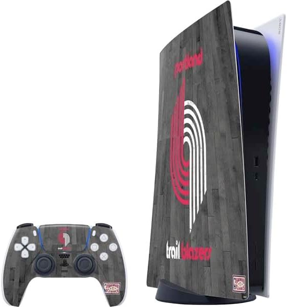 Skinit Decal Gaming Skin Compatible with PS5 Digital Edition Bundle - Officially Licensed NBA Portland Trail Blazers Hardwood Classics Design
