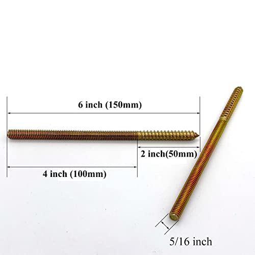 Image of 8 Pack 5 /16-18 x 6 Inch Hanger Bolts Double Headed Bolts for Furniture Screws 150mm Length