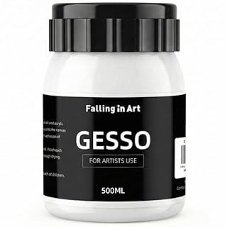 Falling in Art 16.9 Oz White Gesso Primer for Acrylic Painting for Oil Paints, Non-Toxic Canvas Surface Prep Medium