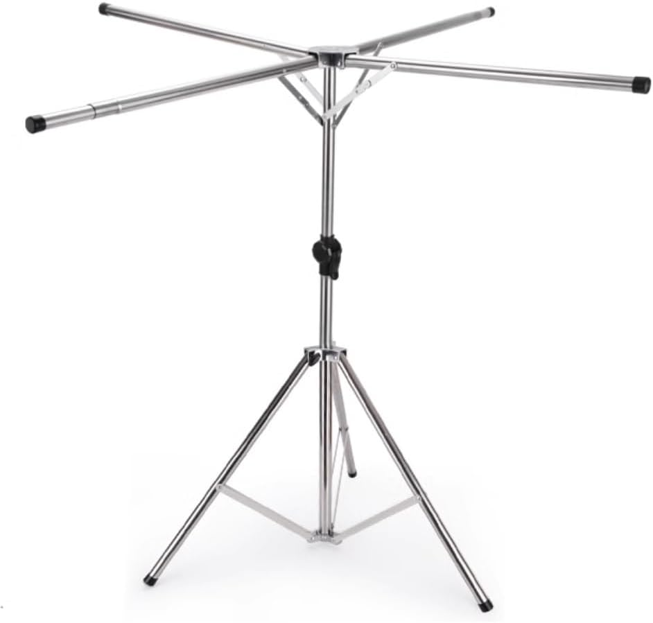 Floor-Standing Solid Wood Rotating Coat Rack，Stainless Steel Folding Laundry Drying Rack - Telescopic Indoor Clothes Stand, Durable & Space-Saving Design for Home & Balcony, Easy to Use, Per