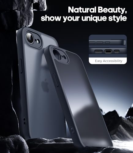 FLLAO Matt Handyhülle für iPhone 17e/iPhone 16e Hülle und 2 Schutzfolie, mit Kameraschutz [Militärnorm Schutz] Stoßfest PC Rückseite TPU Bumper Hülle für iPhone 17e/16e - Schwarz