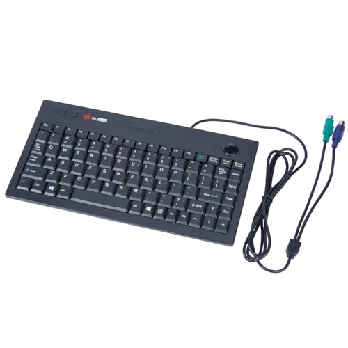 Clavier PS2 filaire Trackball MCSaite avec souris enroulable intégrée pour PC et bureau