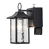 OUPAVOCS Outdoor Porch Light with GFCI Outlet, Dusk to Dawn Exterior Lights Fixture, Mate Black Front Porch Light for House, Waterproof Wall Sconce Wall Mount with plug Outside Patio lights for Garage