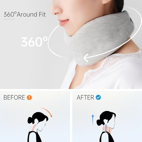 Reidio Natural Latex Neck Support Brace Soft Breathable Adjustable Cervical Collar with Extension Belt & Storage Bag Neck Stretcher for Neck Pain Relief & Support Head Down Prevention (Purple) - Thumbnail 4