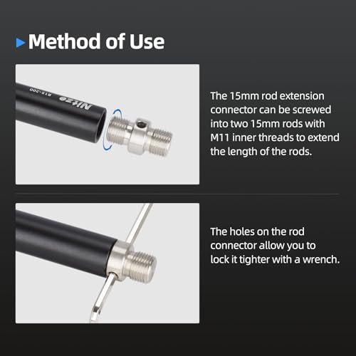 Image of Nitze M11 Thread 15mm Rod Connector (2 Pcs) - PD15B