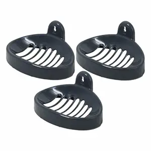 Tulip Soap Holder,Self Draining Soap Dish, for Bathroom, Kitchen, Bathtub, Wash basins,with Removable Drain Tray, 3 Pc, Black Color