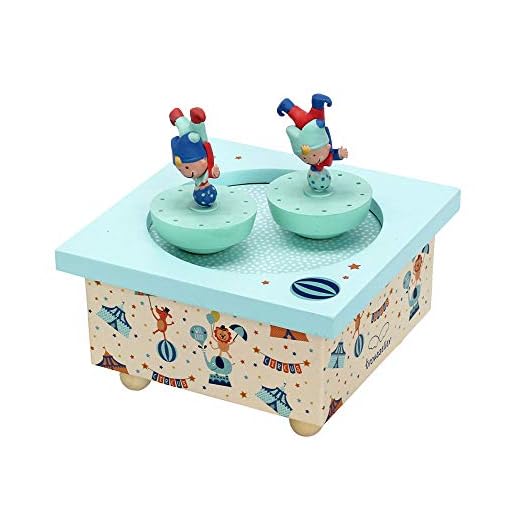 TROUSSELIER - Acróbatas - Caja de música para bailar - Ideal como regalo de nacimiento - 2 figuras extraíbles - Manejo sencillo - Sentimientos musicales