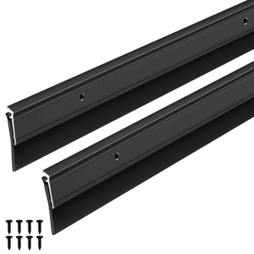 FoldTier 2 Pcs Black Door Sweep for Bottom of Door, 1-3/4 x 48 Inch