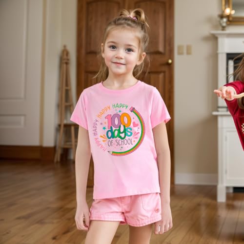 Cool 100 Days of School Shirt Girls Boys 100th Day of School Celebration Kids T-Shirt Tops 3-7 Years4