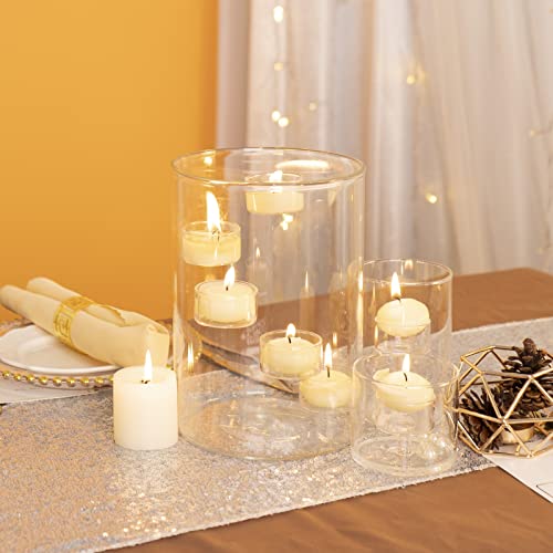 Glass Hurricane Candle Holder For Tea Light, Clear Cylinder Pillar Candle Holder For Table Centerpiece Decorations, Hurricane Glass Candle Holders For Dining Room Wedding Parties Home Decorations #TOP2