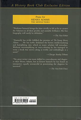Henry Adams: The Middle Years 0965651908 Book Cover