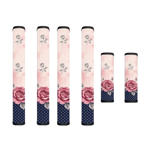 Image of Refrigerator Door Handle Covers Set of 6 Kitchen Electrical Appliance Decor Handles Keep Clean Anti-Slip Fridge Accessories Home Decor, Pink Rose Polka Dots