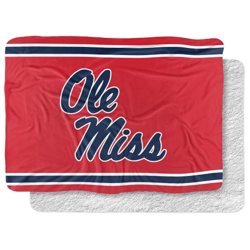 University of Mississippi, 60x80 Primary Logo SilkyTouchSherpaBlanket