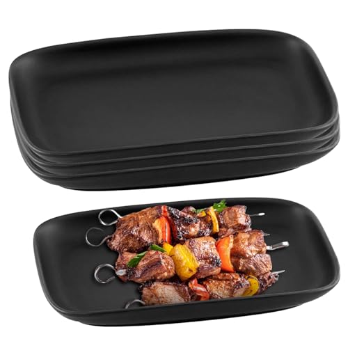 4 piatti da portata rettangolari, da 15,5 x 9,1 cm, neri opachi, per dessert, snack, frutta, sushi