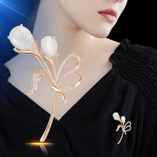 Image of Flower Brooch Pin Rhinestones Pearl Flower Brooches Floral Pin Jewelry for Women Girls
