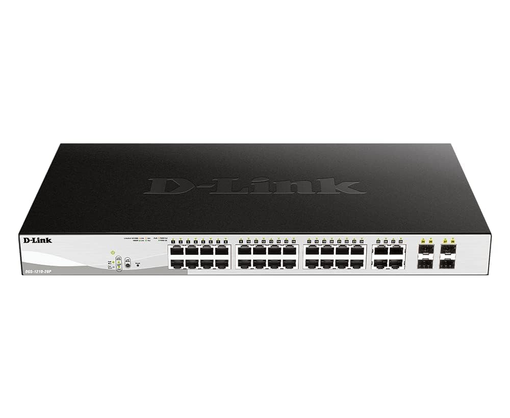 DGS-1210-28P 28-Port Gigabit Smart Managed PoE Switch, 24 PoE+ Ports, 4 SFP Uplink Ports, 193W Budget, L2+ Static Routing, Rackmount 1U Compatible with D-Link-image-5