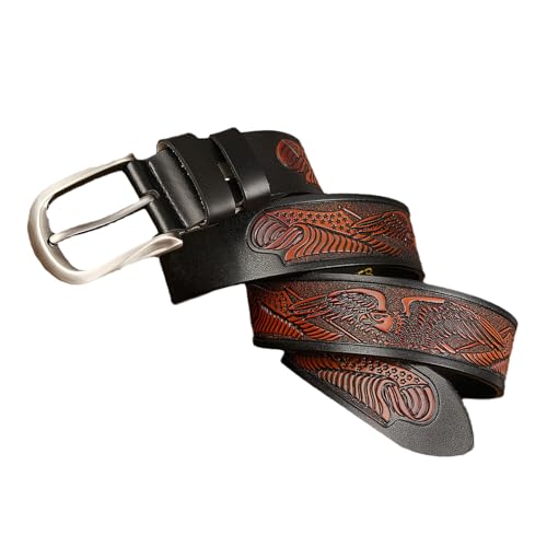 Ceinture cuir de vache fait main avec boucle aigle vintage elegante