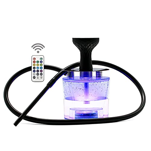 Hookah,Acrylic Hookah Set Shisha Kit Portable LED light Hookah Complete Set Hookah Accessories with Everything , Silicone Hookah Bowl & Hose Coal Tongs Remoted LED Light Lightweight Acrylic Hookahs