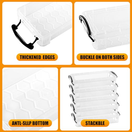 Image of 6 Pack Plastic Pencil Boxes, Clear Pencil Case with Latching Lid, Stackable Storage Box for Gel Pens Marker Crayon Office Supplies, Crayon Box Bulk Storage Container for Art Supplies