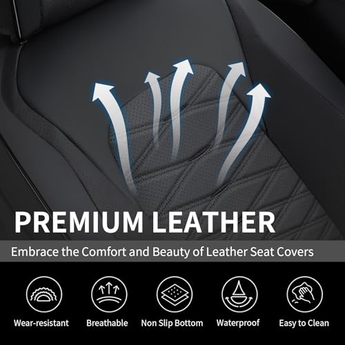 Image of FLORICH Car Seat Covers Front Seat, Leather Seat Covers for Cars, Waterproof Car Seat Protector Breathable, Front Seat Covers for Cars, Automotive Seat Covers Universal Fit for Most Cars SUV Truck