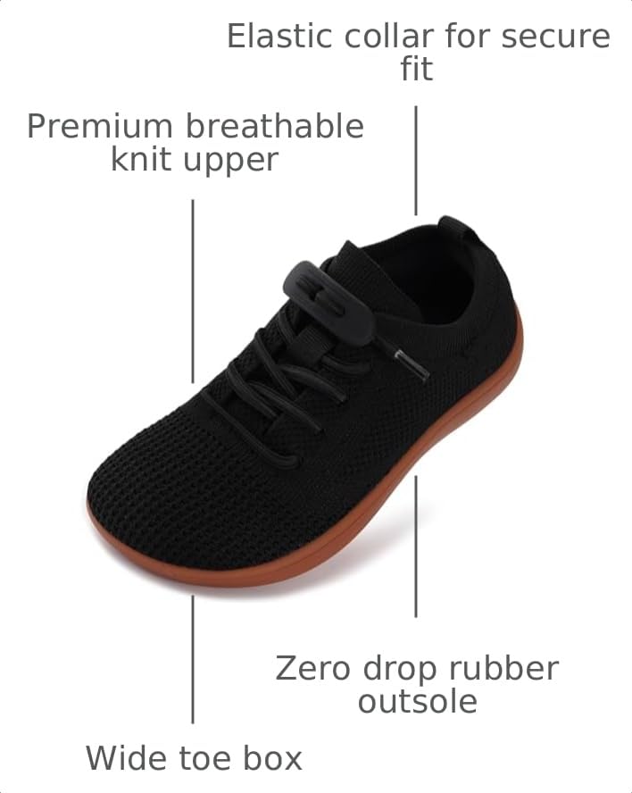 Image of WHITIN Toddler /Little Kid Wide Barefoot Shoes | Slip on Zero Drop Minimalist Sneakers for Boys Girls | Adjustable No-Tie Lacing Design