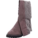 overknees stiefel grau flach Sohle Synthetik bugatti Damen 411775336469 Overknees, Grau (Dark Grey/Silver 1113), 41 EU