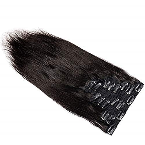 30inch Long Brazilian Clip in Human Hair Extension Silky Straight Clips on Hair Weft Full Head Clip in Hair Extension For Black Women 100-150g (22inch 100grams, #4(Dark Brown))