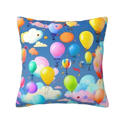 KadUe Fundas de almohada cuadradas de globos coloridos, fundas de almohada decorativas para interiores y exteriores