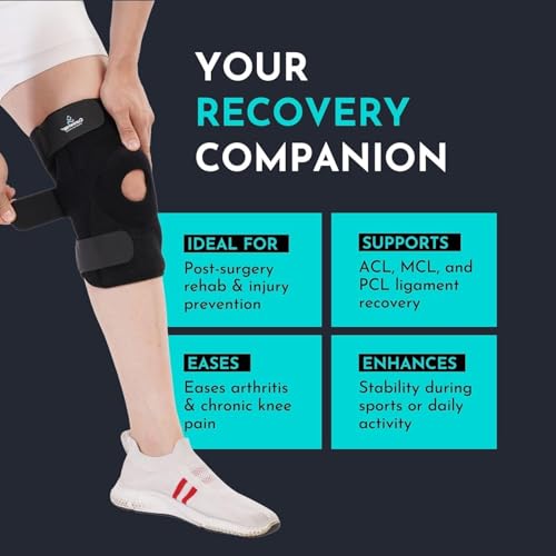Image of CUREWRAP Adjustable NEOPRENE HINGED KNEE BRACE UNIVERSAL SIZE (14.8 inch 24.4 inch) PACK OF 2 for Men & Women| Knee Support Pain Relief, ACL, Meniscus, Ligament Tear, Arthritis, Post-Surgery, Injury & Sports Recovery | 12.5 INCH Long Knee Stabilizers