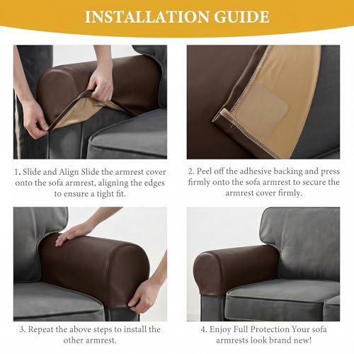 Fundas para reposabrazos de sofá de cuero protector elástico de muebles antimanchas 4